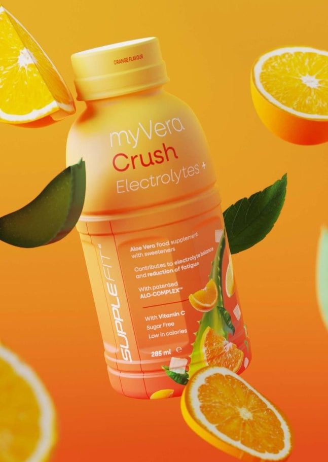 MYVERA CRUSH Electrolytes + | Nahrungsergänzungsmittel mit Süßungsmitteln in Einzelflaschen à 285 ml, 6er-Pack - 1710 ml-Best.-Nr.: INTA006-06